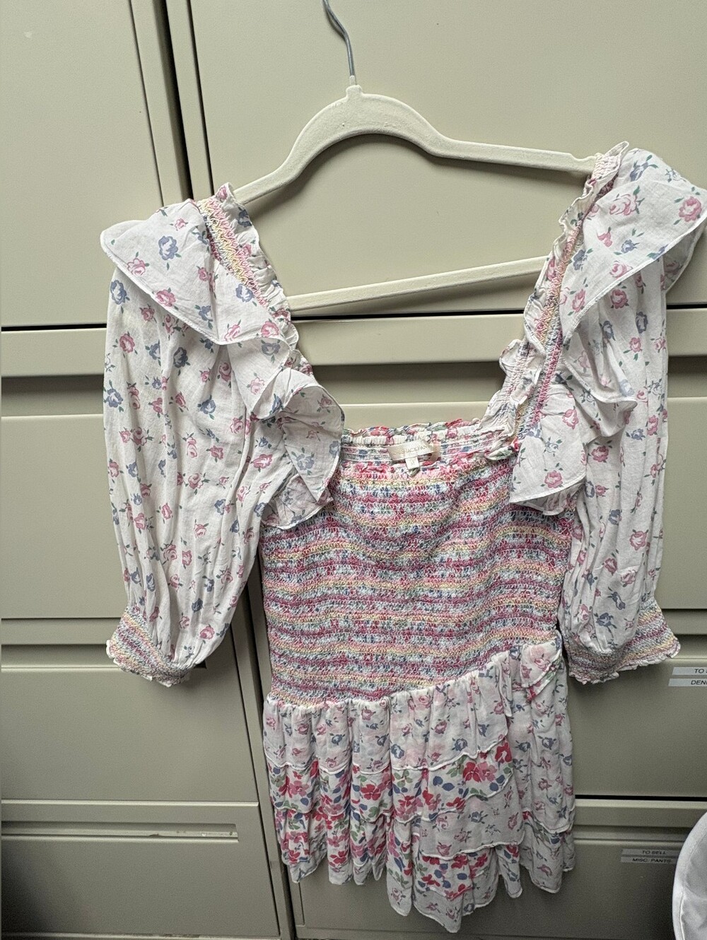 LoveShackFancy Pastel Multi Smocked Ruffle Tunic - Picture 2 of 3